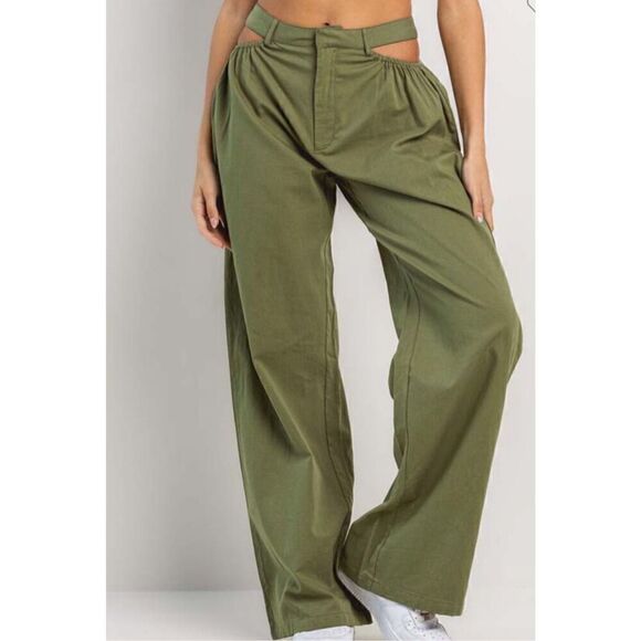 Olive green cut out pants - Picture 1 of 6